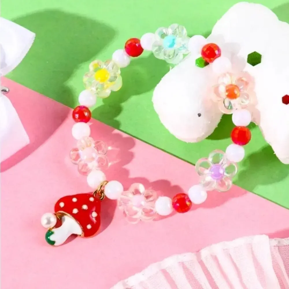 Girls alloy mushroom pendant bracelet